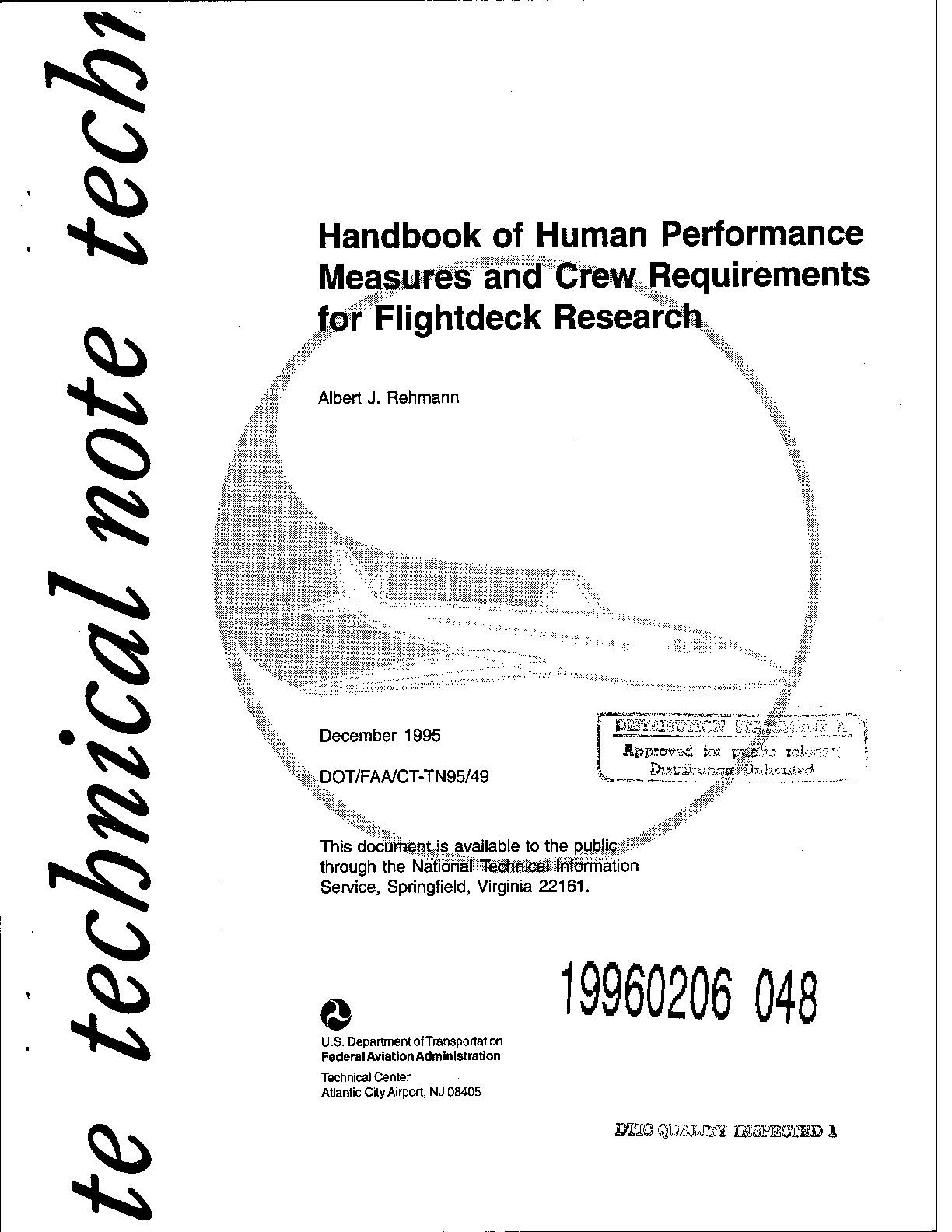 Handbook of Human Performance Measures and Crew Requirements Ä for Flightdeck Research