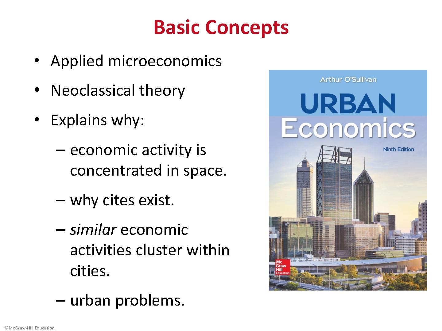 Key Concepts of Urban Economics