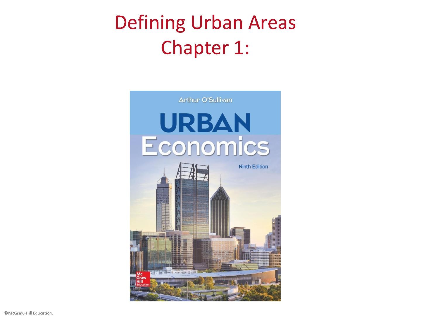 Defining Urban Areas Chapter 1: